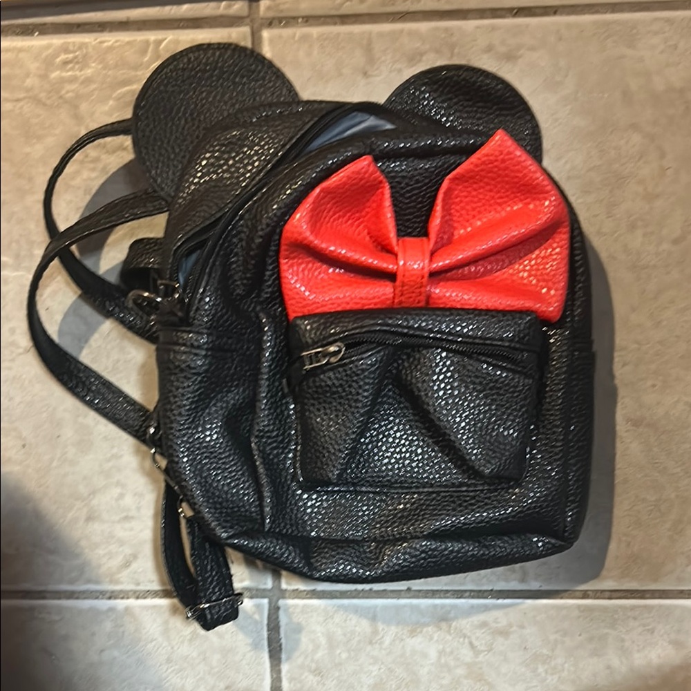 Kids or adults Black and Red Bow Backpack Minnie Mouse mini backpack